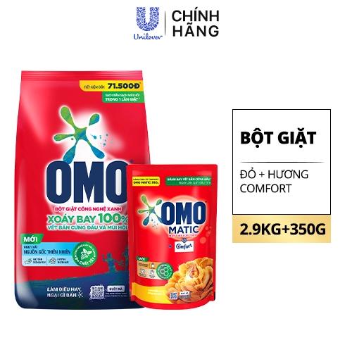 OMO Bột Giặt Đỏ 2.9kg(1+1Omo BG CFT350g)/3bộ