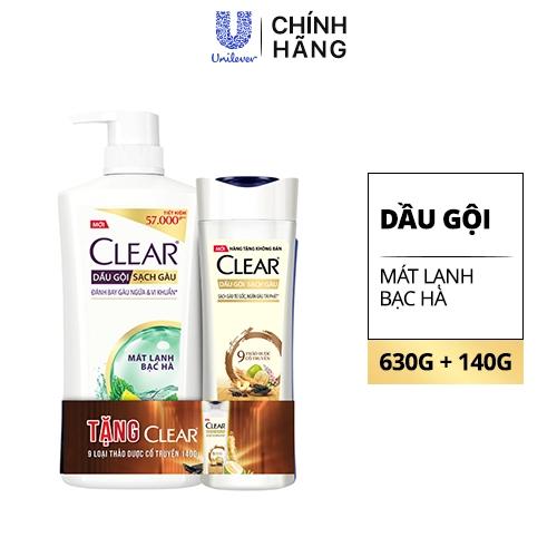 CLEAR DG MátLạnh BạcHà 630g(1+1CLEAR 9TDCổTruyền140g)/8Bộ