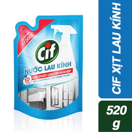 CIF xịt lau kính 520ml/15 túi