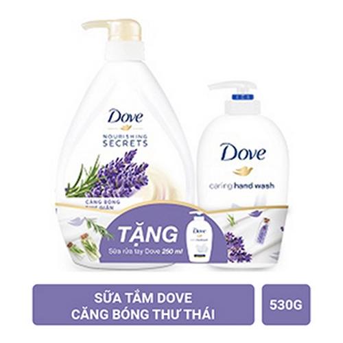 DOVE sữa tắm liệu pháp thư thái 530g+sữa rửa tay 250ml/ 12bộ