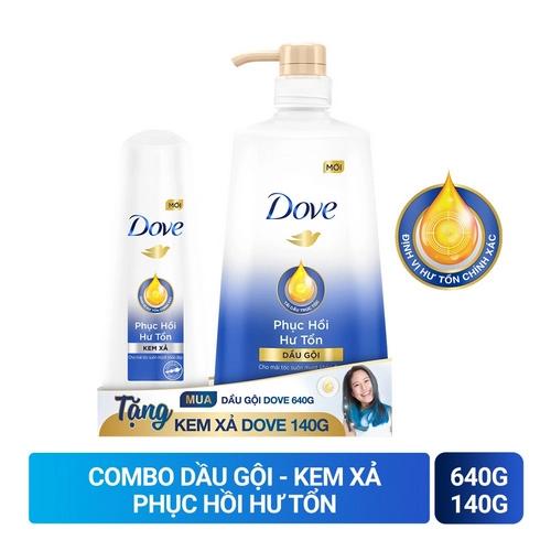 DOVE dầu gội phục hồi hư tổn 640g + dầu xả 140g/8 bộ