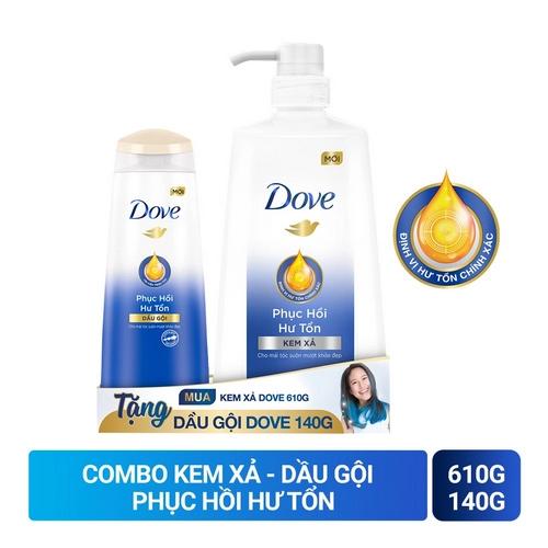 DOVE dầu xả phục hồi hư tổn 610g + dầu gội 140g/8 bộ