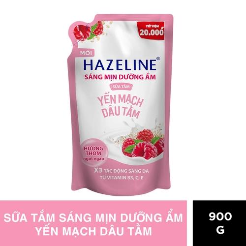 HAZELINE Sữa Tắm Yến Mạch Dâu Tằm (Hồng) 900g/12 túi