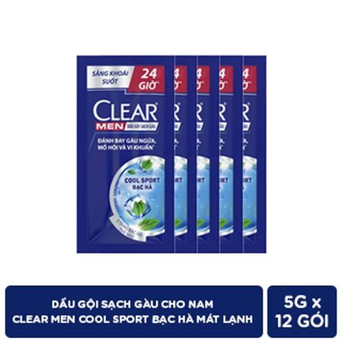 CLEAR MEN Dầu Gội Mát Lạnh Bạc Hà 5g (12+2)/60 Dây