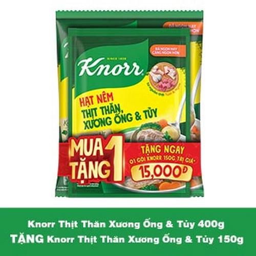 KNORR Hạt nêm Từ Thịt 400g (1+1Knorr Từ Thịt 150g)/12 bộ