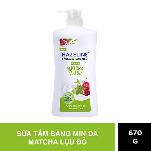 HAZELINE Sữa Tắm S.Mụn R.Ngời Matcha Lựu Đỏ(Xanh)670g/8Chai