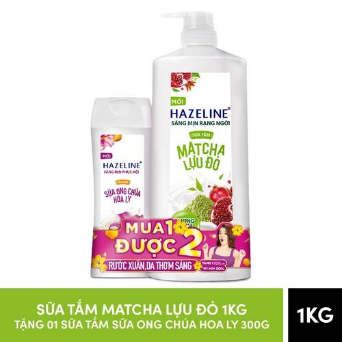 HAZELINE ST Matcha Lựu Đỏ 1kg (1+ST Sữa OChúa HLy 300g)/8 bộ