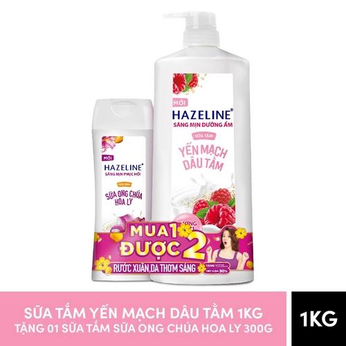 HAZELINE ST YếnMạch DâuTằm 1kg (1+ST Sữa OChúa HLy300g)/8 bộ