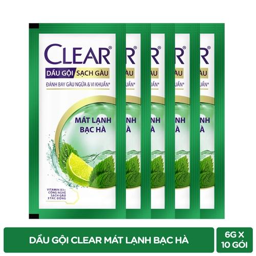 CLEAR Dầu Gội Mát Lạnh Bạc Hà 6gx10/66 Dây