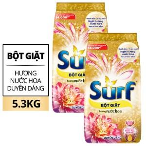 SURF Bột Giặt Hương Nước Hoa Duyên Dáng 5.3kg/3 gói