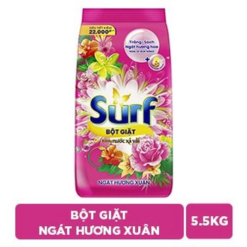SURF Bột Giặt Hương Nước Xả Vải Ngát Hương Xuân 5.5kg/3 gói
