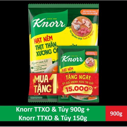 KNORR Hạt Nêm Từ Thịt 900g (1+1Knorr Từ Thịt 150g)/10 bộ