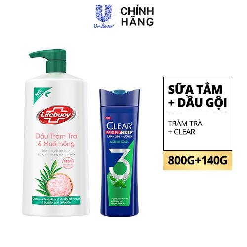 LIFEBUOY Sữa Tắm Tràm Trà MHồng 800g (1+DG CLEAR 140g)/10 bộ