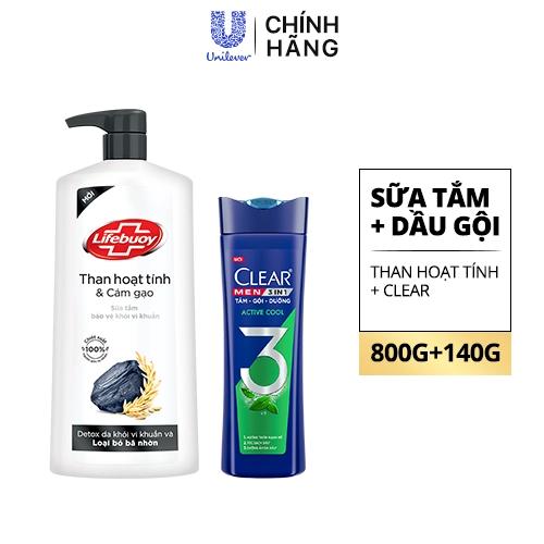 LIFEBUOY Sữa Tắm ThanHT CámGạo 800g (1+DG CLEAR 140g)/10 bộ