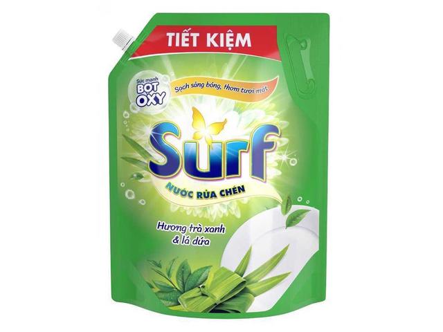 SURF Nước Rửa Chén Hương Trà xanh & Lá dứa 3.5kg/4 Túi