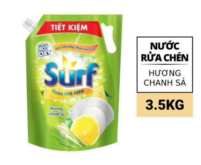 SURF Nước Rửa Chén Hương Chanh sả 3.5KG/4 Túi