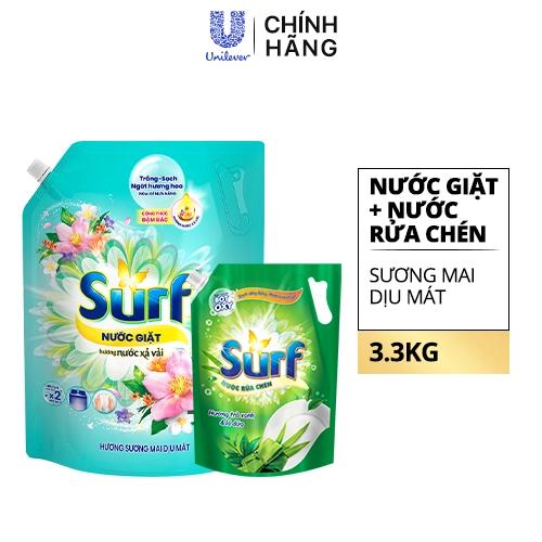 SURF Nước Giặt Sương Mai Dịu Mát 3.3kg(1+1Surf NRC 600g)/3bộ