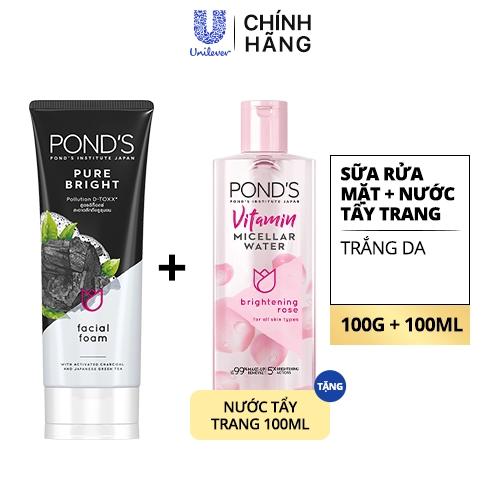 PONDS SRM Trắng Da Tinh Khiết 100g(1+1PONDS NTT 100ml)/24Bộ