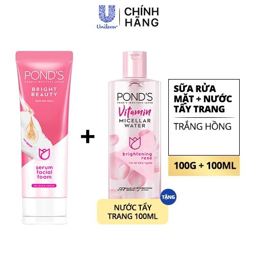 PONDS SRM Trắng Hồng Rạng Rỡ 100g(1+1PONDS NTT 100ml)/24Bộ