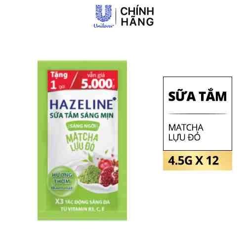 HAZELINE Sữa Tắm SMụn RNgời Matcha Lựu Đỏ 4.5g (12+1)/84 dây